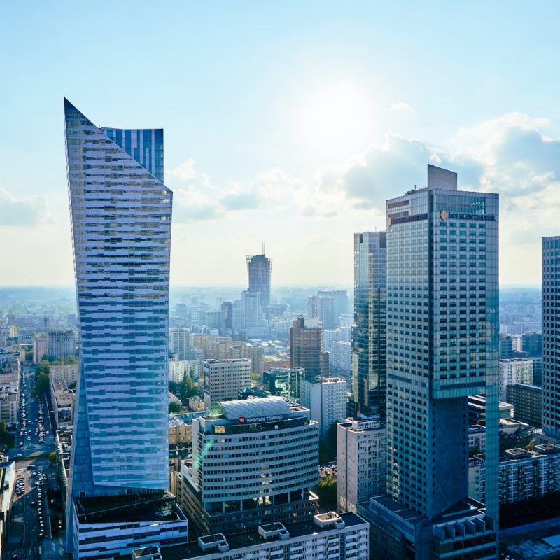 birds eye view of high rise buildings