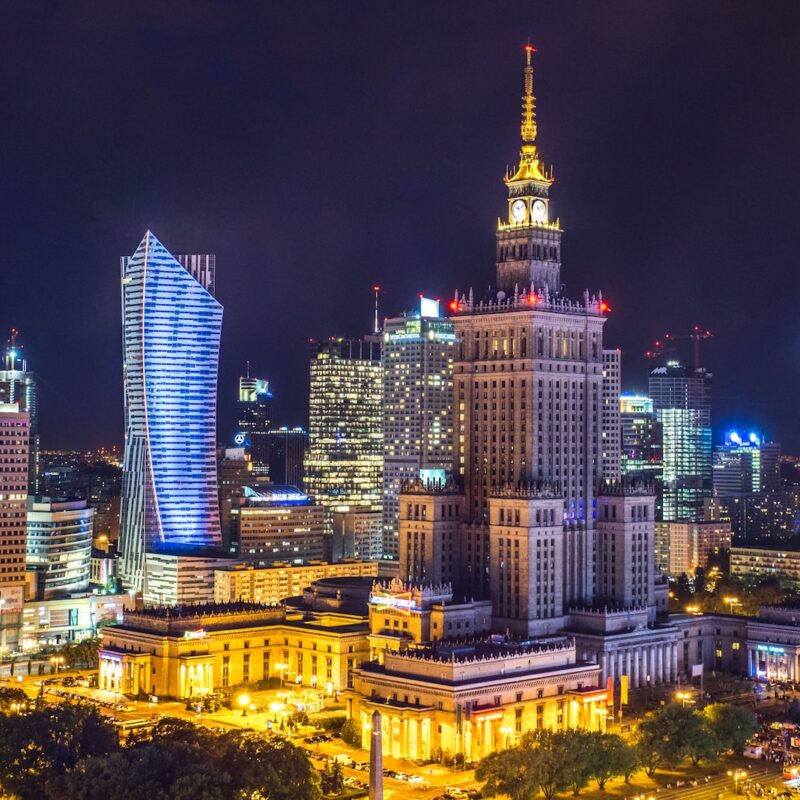 high-rise buildings during night time